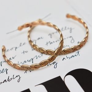 Weaved Gold Gun Metal Hoops w. Scratch Detail 2"
